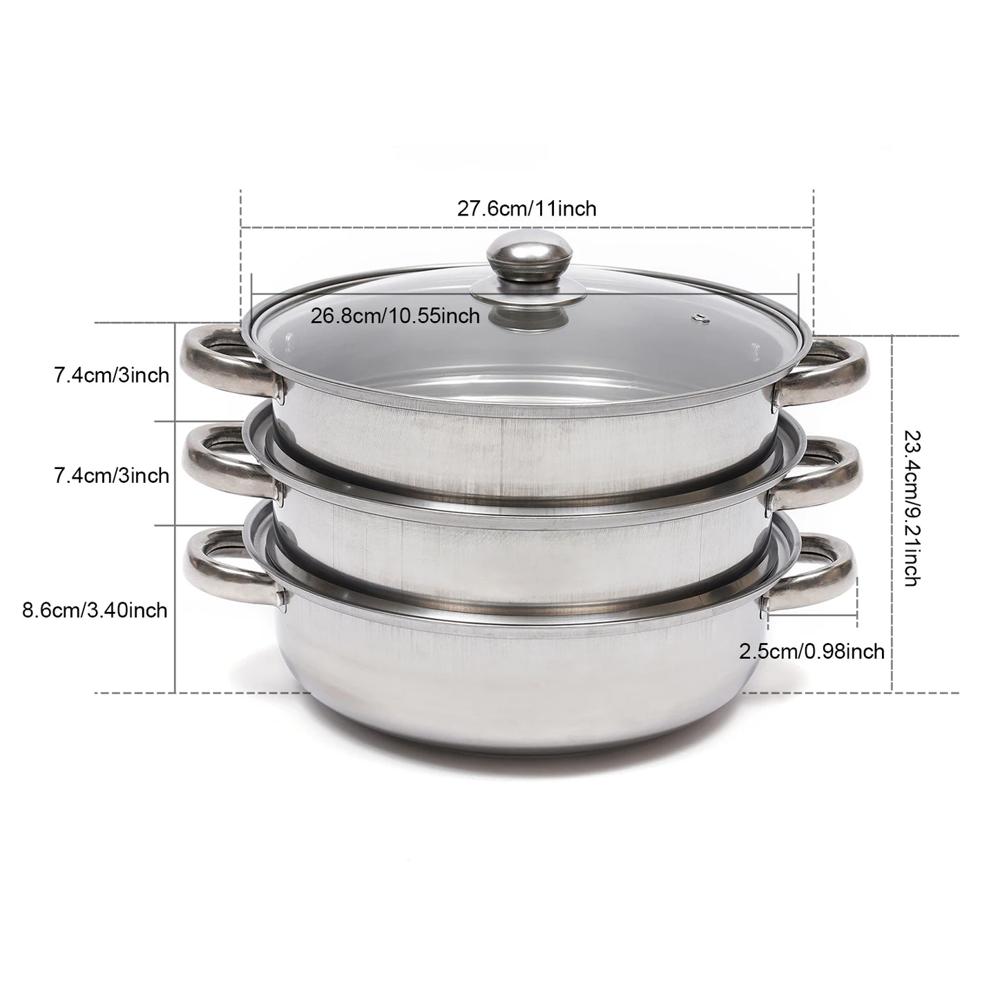 Stainless Steel Three-Layer Steamer Pot