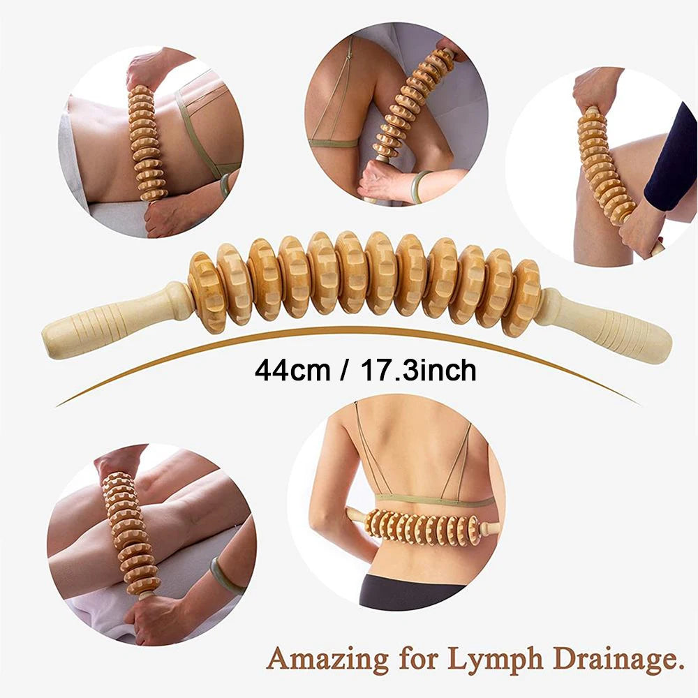 Curved Wood Massage Roller Stick