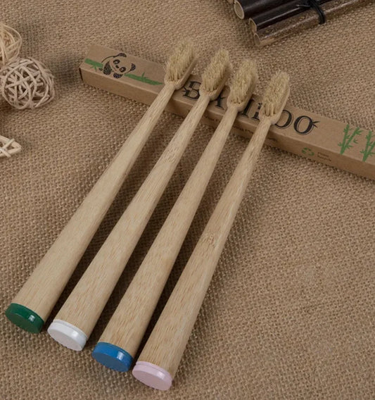 10 PCS Boar Bristles Natural Bamboo Toothbrush