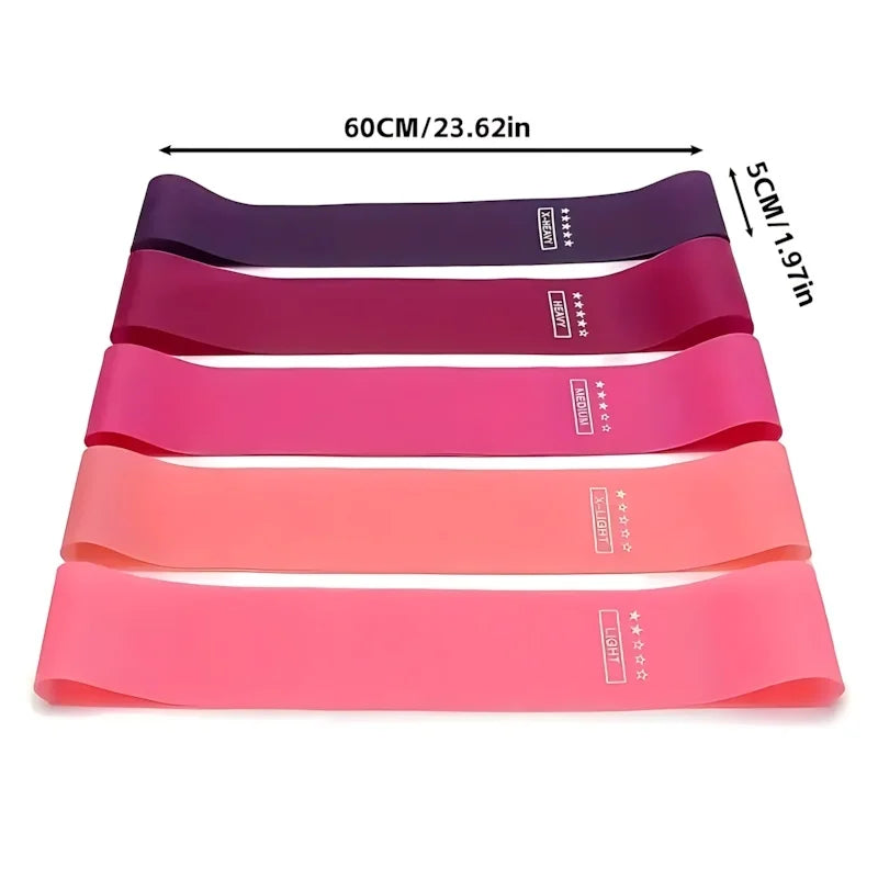 5 Pcs Pink Resistance Bands Set