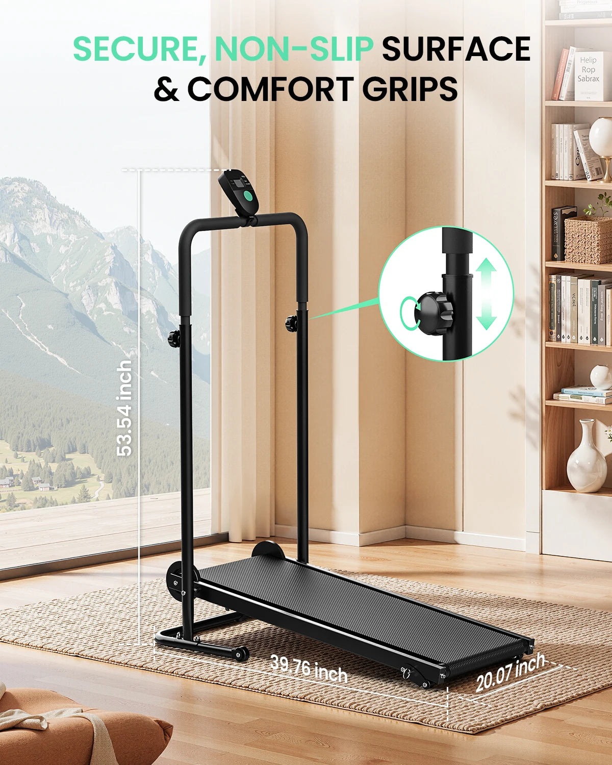 Non-Electric Treadmill with Dual Flywheel
