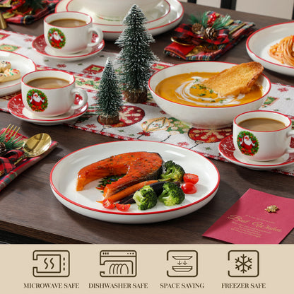 VEWEET 12/30 Piece Christmas Dinnerware Set