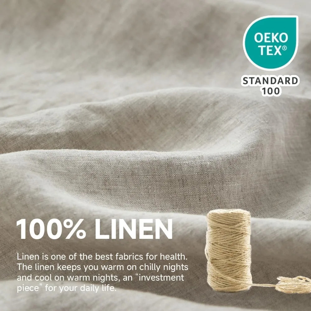 100% Linen Duvet Cover Set Queen Size,