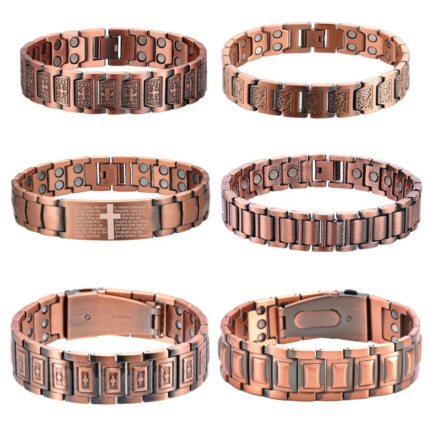 Cross-shaped Full Magnetic Copper Bracelet