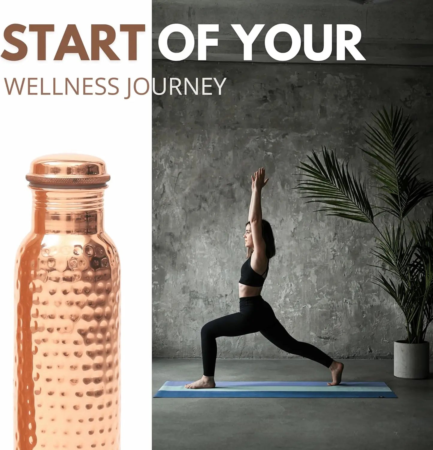 Hammered Copper Water Bottle Ayurvedic Wellness