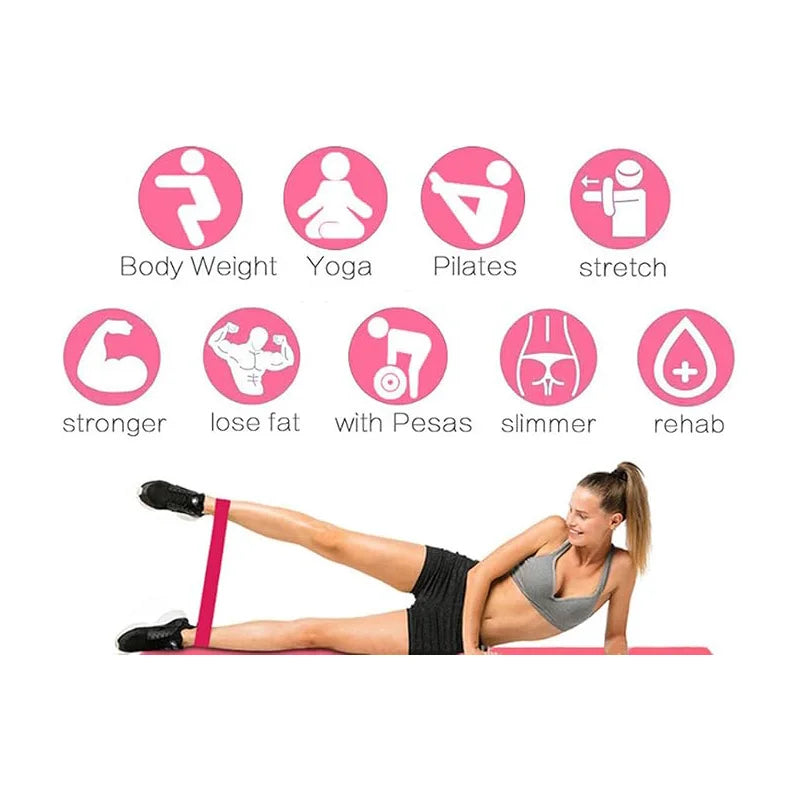 5 Pcs Pink Resistance Bands Set
