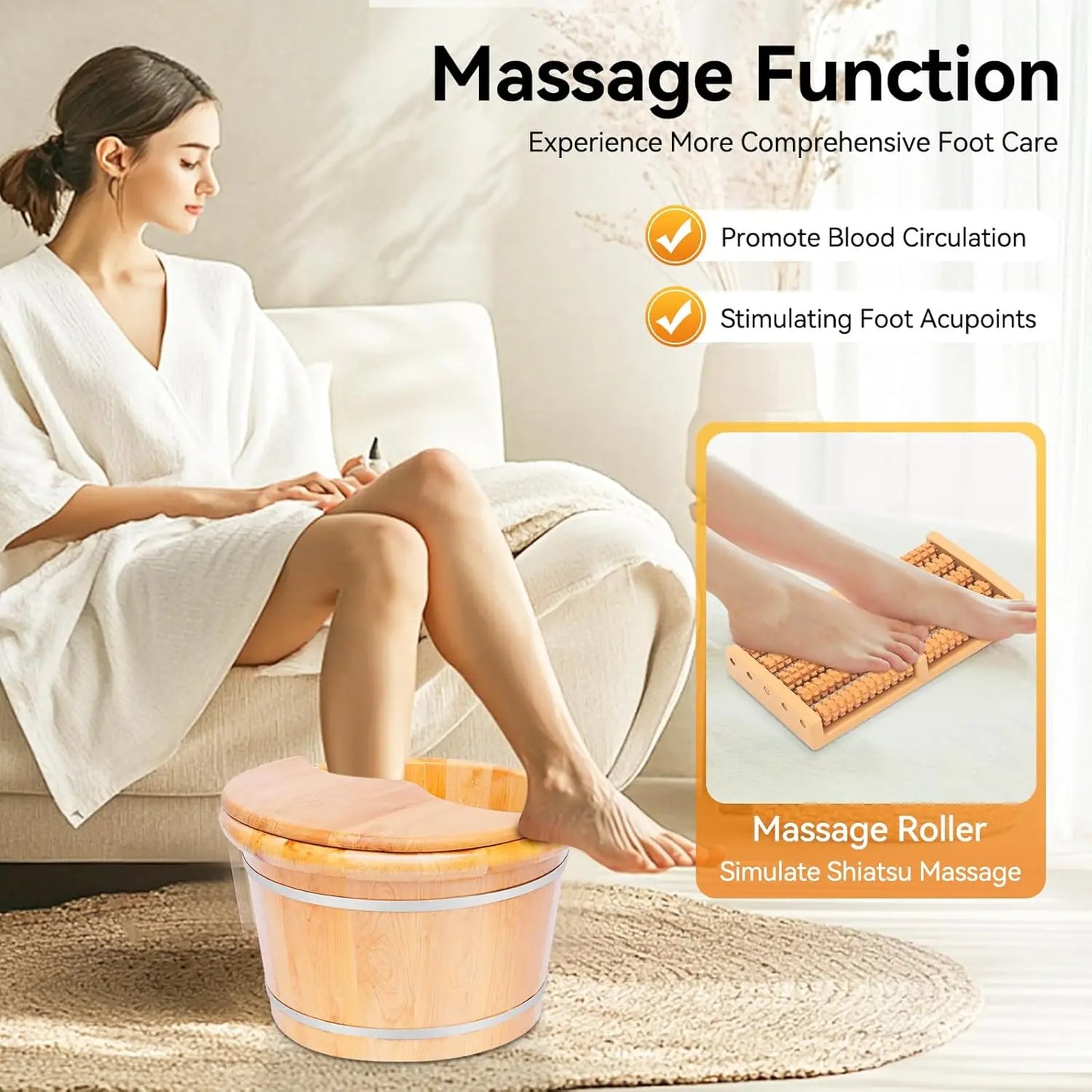 Cedar Foot Bath Spa with Massager