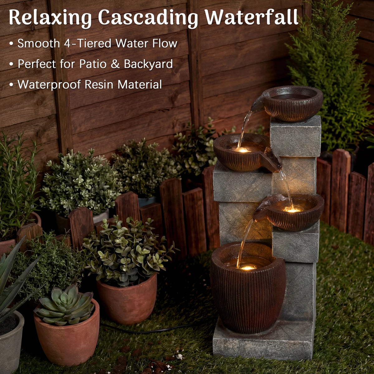 4-Tier Cascading Water Fountain
