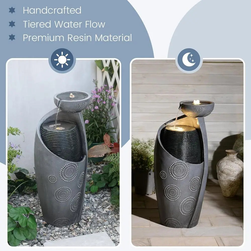 31.8 Grey Indoor Outdoor Water Fountain