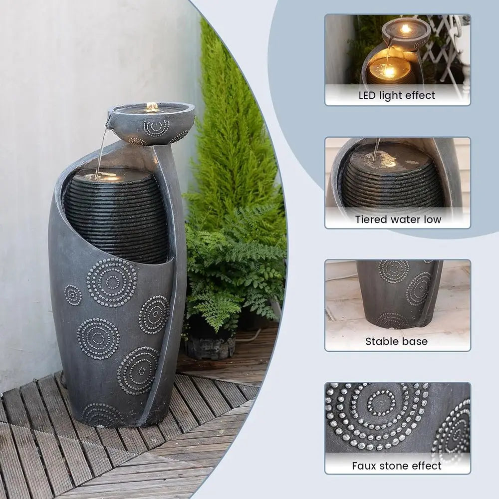 31.8 Grey Indoor Outdoor Water Fountain
