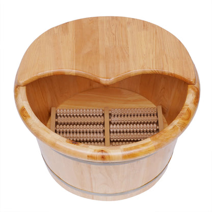 Wood Foot Bath Basin Massager