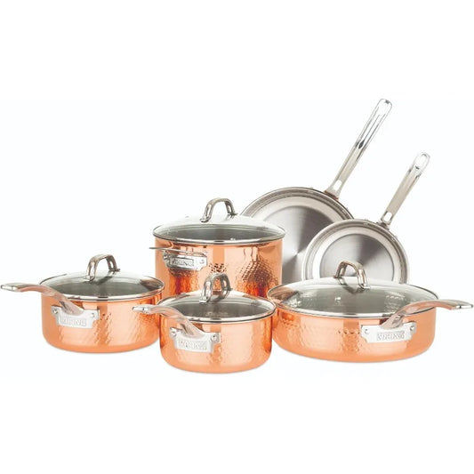 Pots and Pans Set, 10 Piece Copper