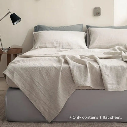 Simple&Opulence 1pc 100% Linen  Flat Sheet