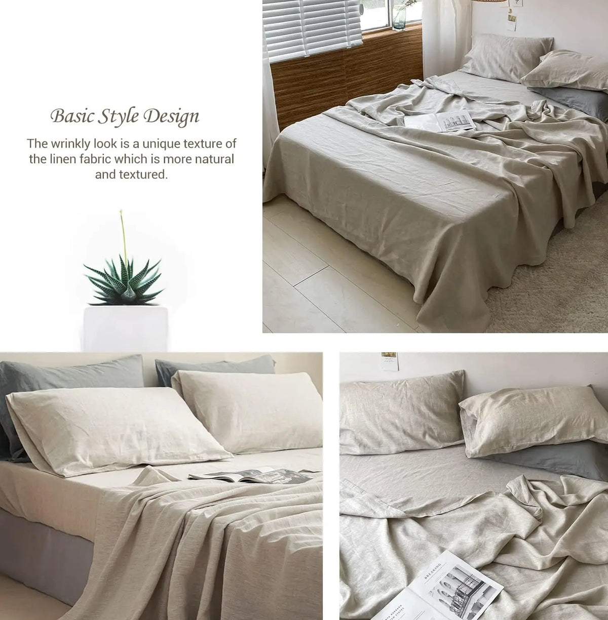 Simple&Opulence 1pc 100% Linen  Flat Sheet