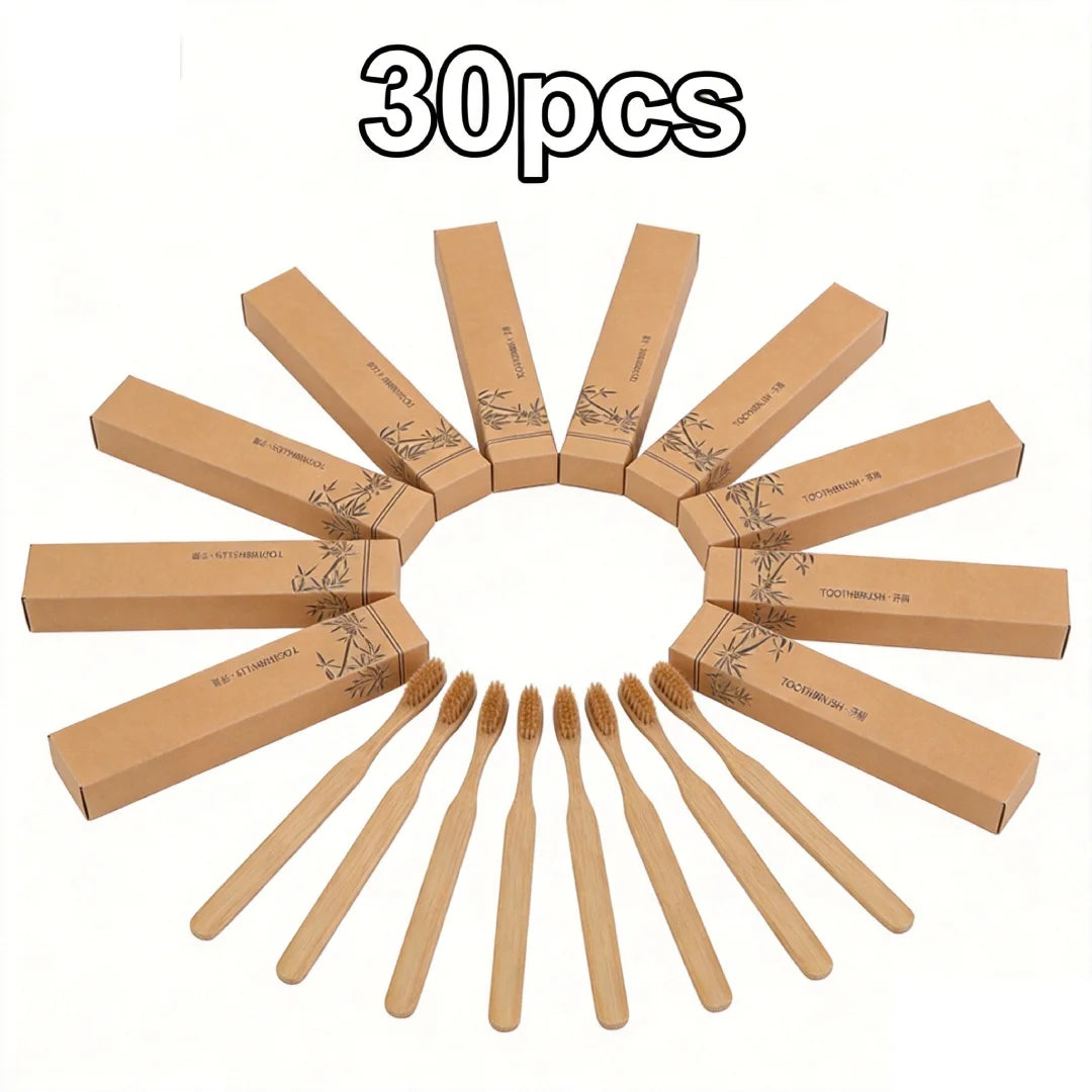 30pcs Bamboo Disposable Toothbrushes