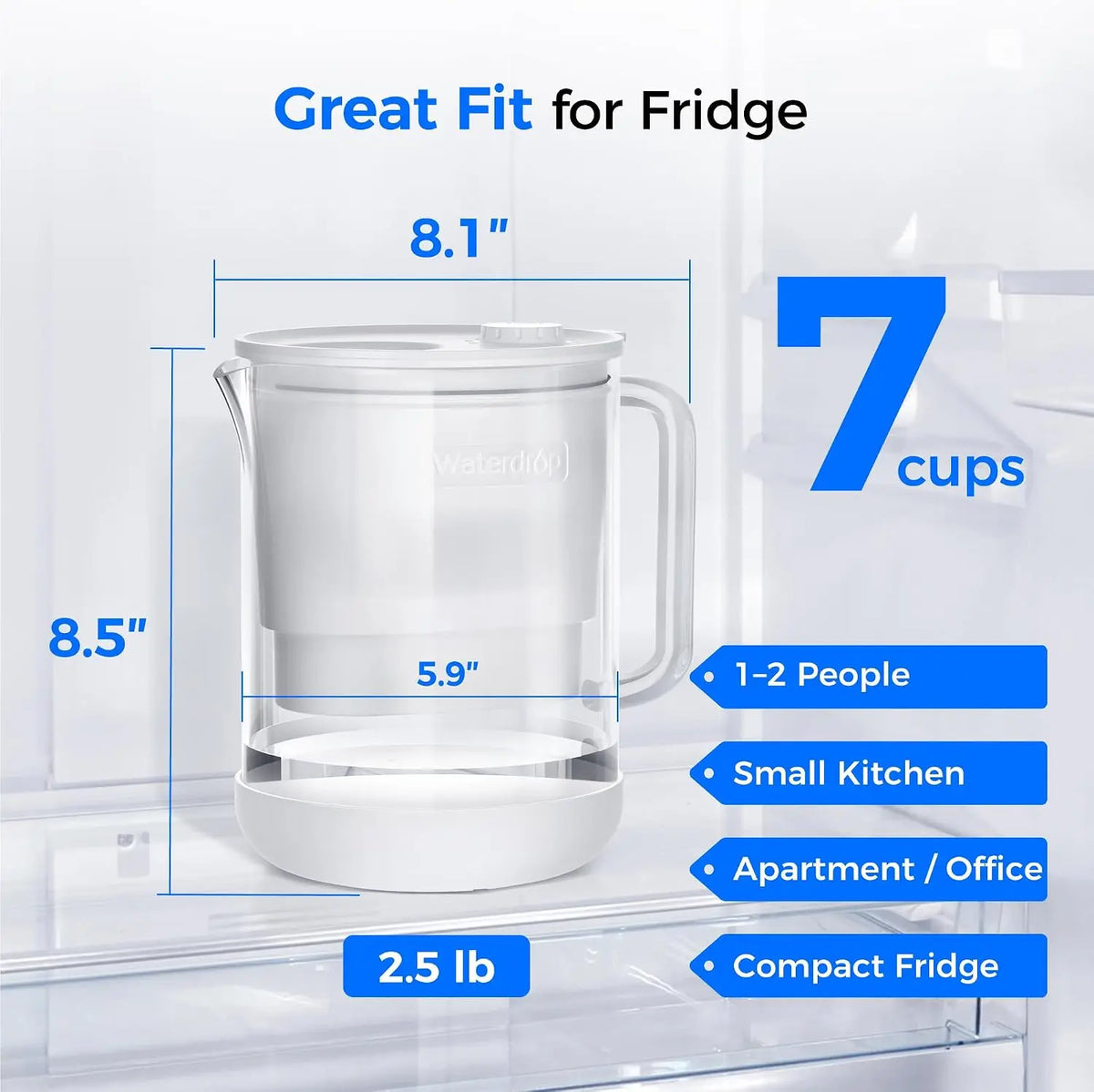 Glass Water Filter Pitcher, 7-Cup