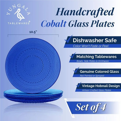 Cobalt Blue Vintage Hobnail Glass Plates