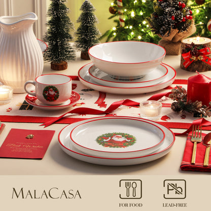 VEWEET 12/30 Piece Christmas Dinnerware Set