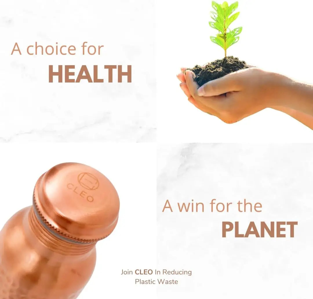 Hammered Copper Water Bottle Ayurvedic Wellness