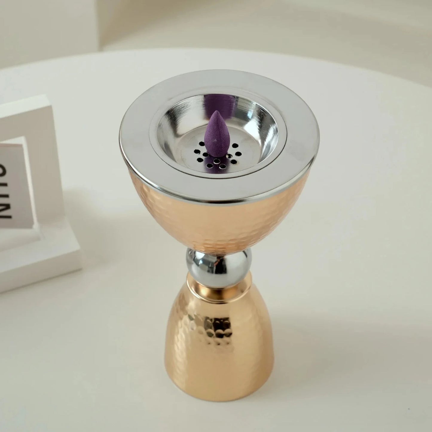 Middle Eastern Arabic Style Incense Burner, Electroplated Metal Handicraft for Oud & Frankincense in Gold Silver Colors