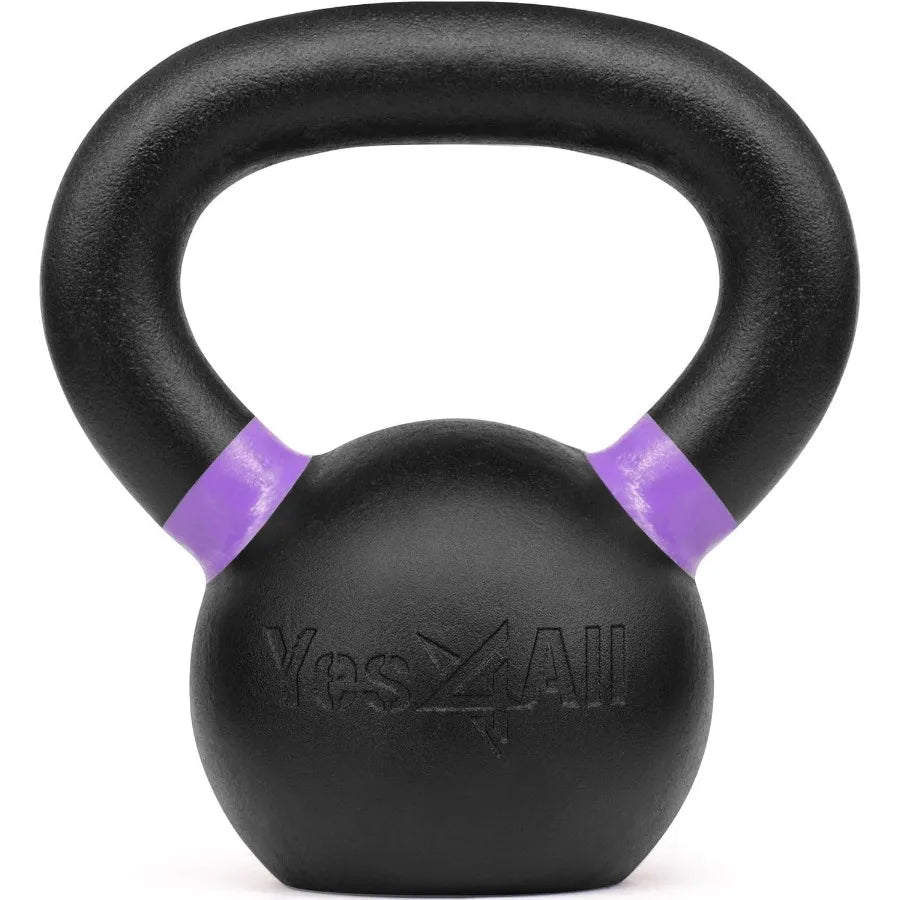 Powder Coated Kettlebell Cast Iron Core Kettlebells with NonSlip Handle Flat Bottom for Conditioning Heavy Duty for Strength Tr