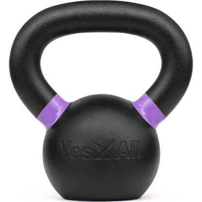 Powder Coated Kettlebell Cast Iron Core Kettlebells with NonSlip Handle Flat Bottom for Conditioning Heavy Duty for Strength Tr
