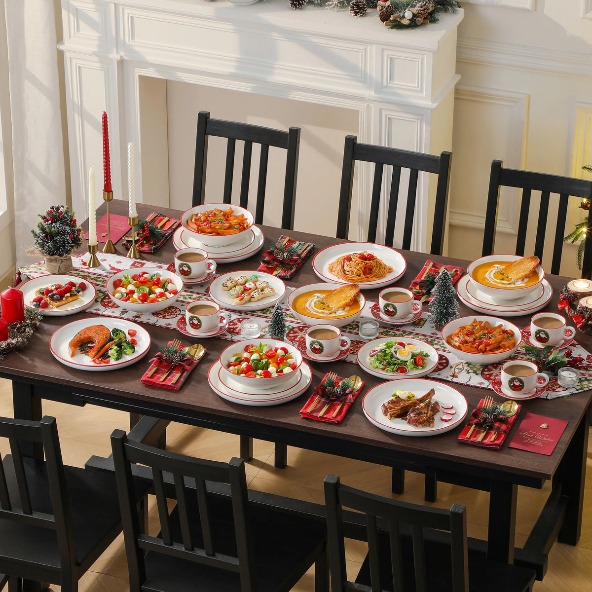 VEWEET 12/30 Piece Christmas Dinnerware Set