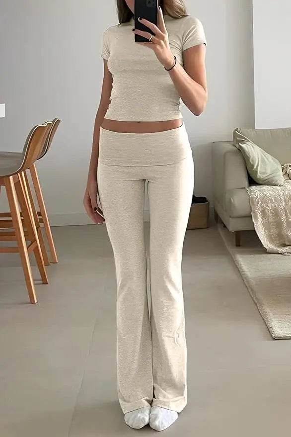 Women's Two-Piece Yoga Set, short-Sleeves