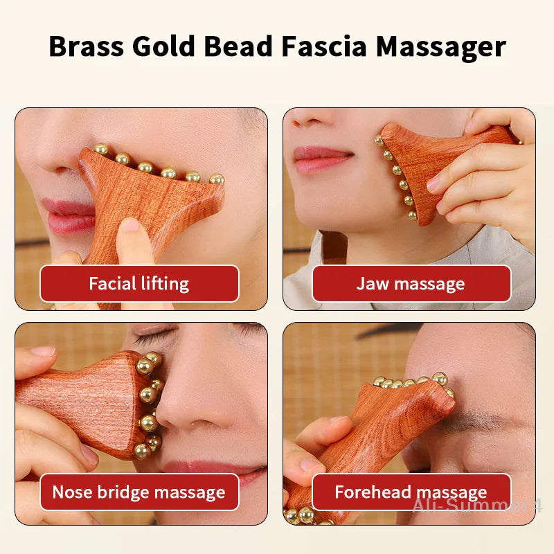 Brass Gold Bead Facial Fascia Lifting Tool