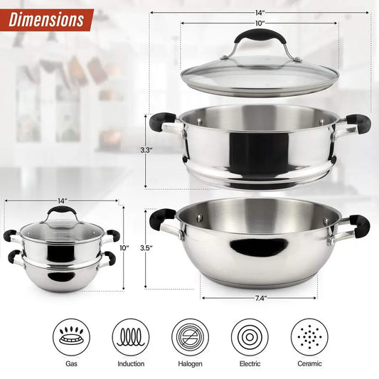 18 10, 3 Piece Stainless Steel Steamer