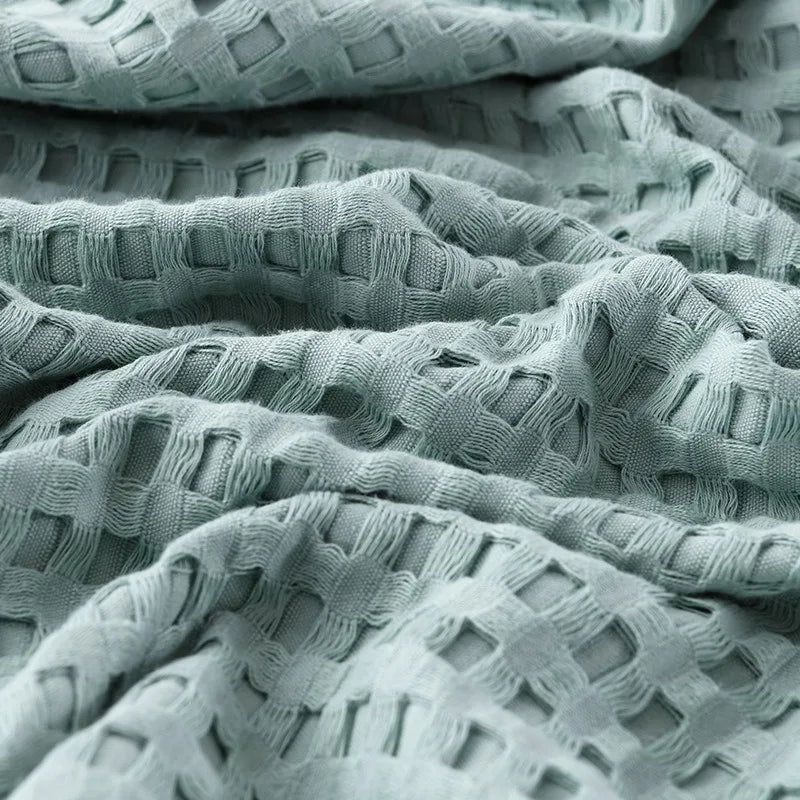 Soft Waffle Plaid Cotton Blanket