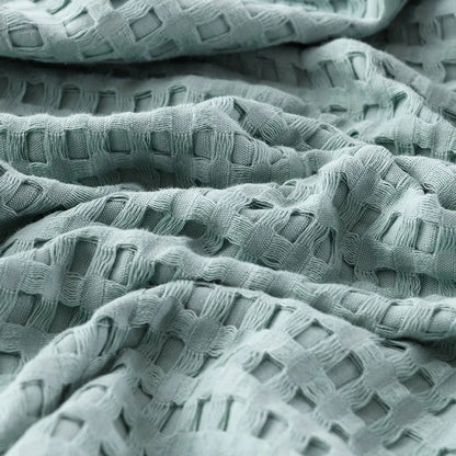 Soft Waffle Plaid Cotton Blanket