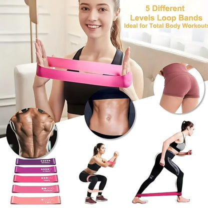 5 Pcs Pink Resistance Bands Set