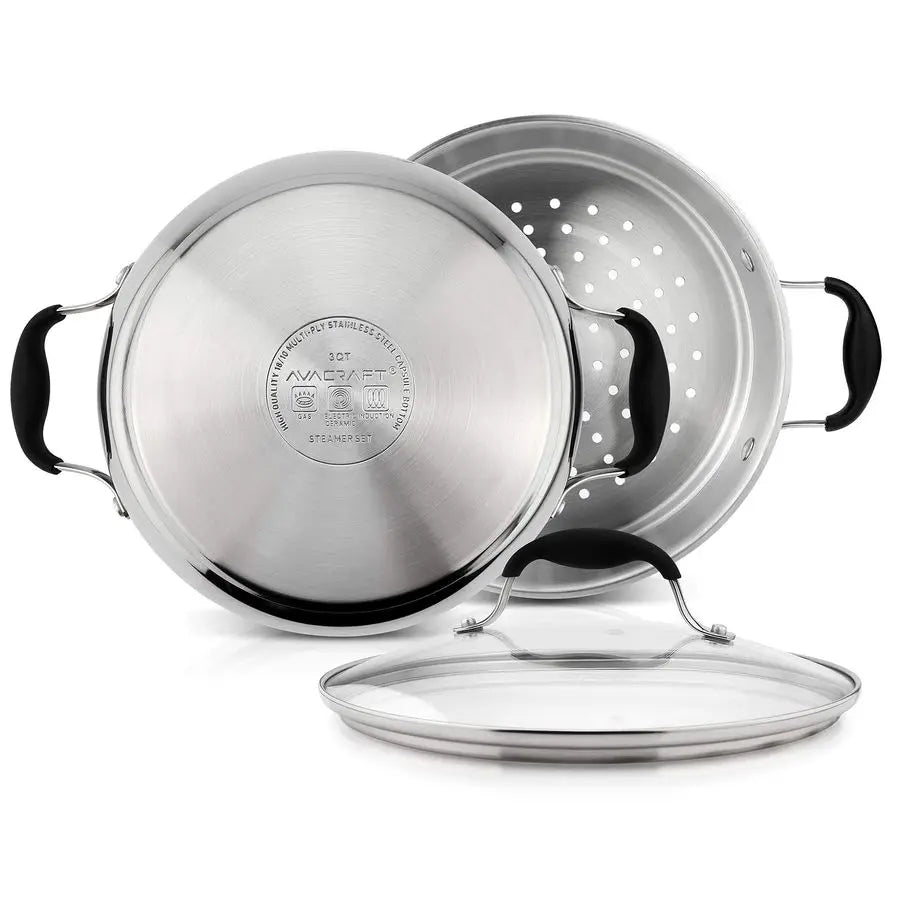 18 10, 3 Piece Stainless Steel Steamer