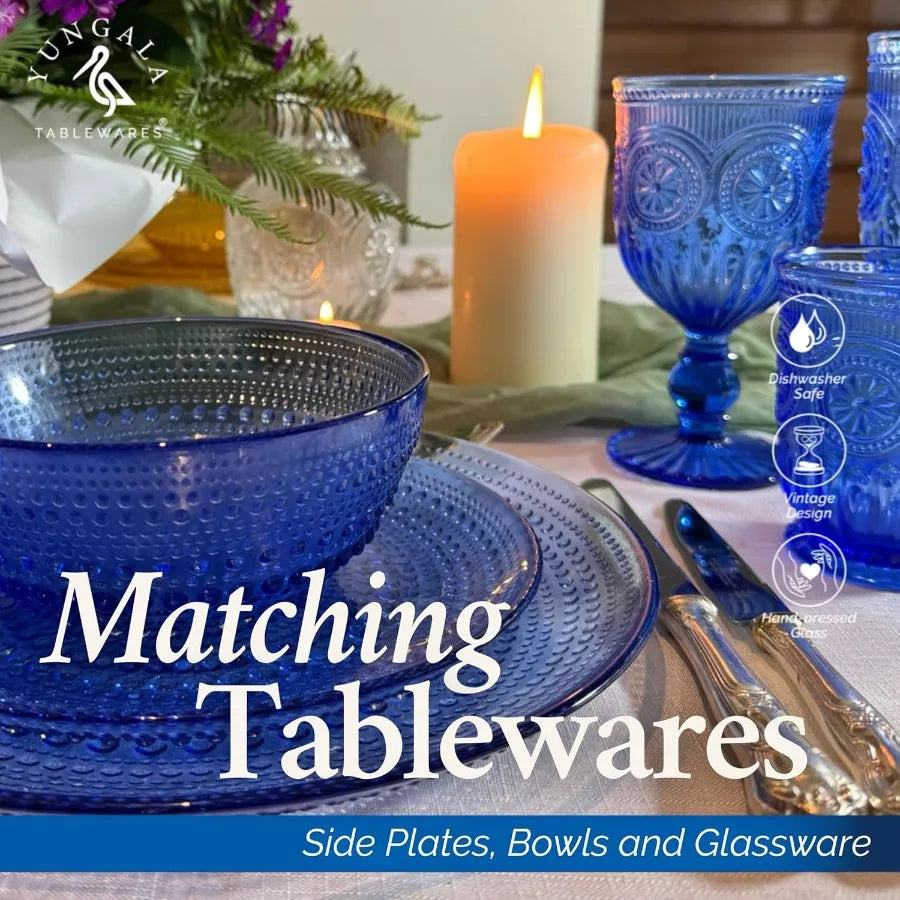 Cobalt Blue Vintage Hobnail Glass Plates
