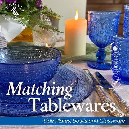 Cobalt Blue Vintage Hobnail Glass Plates