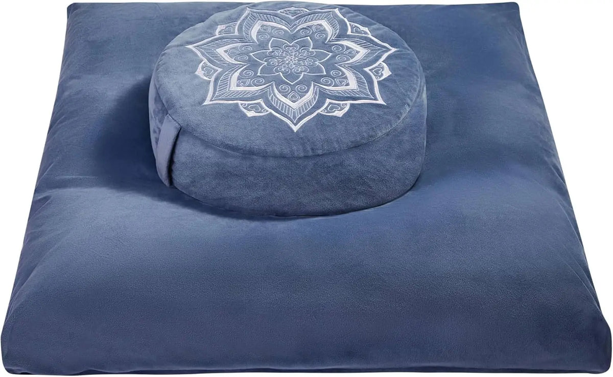 Meditation Zafu Cushion Set with Buckwheat Hulls & Memory Foam - Ergonomic Support for Yoga & Sitting