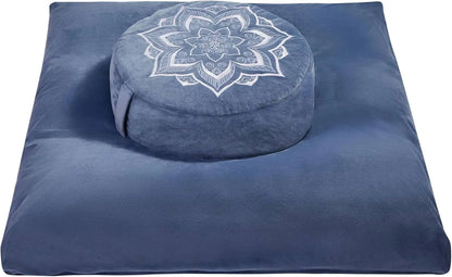 Meditation Zafu Cushion Set with Buckwheat Hulls & Memory Foam - Ergonomic Support for Yoga & Sitting