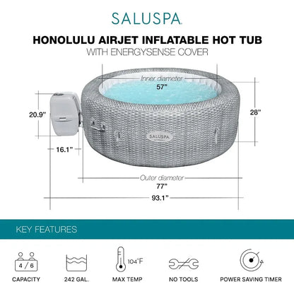 Honolulu 4 to 6 Person Inflatable Hot Tub