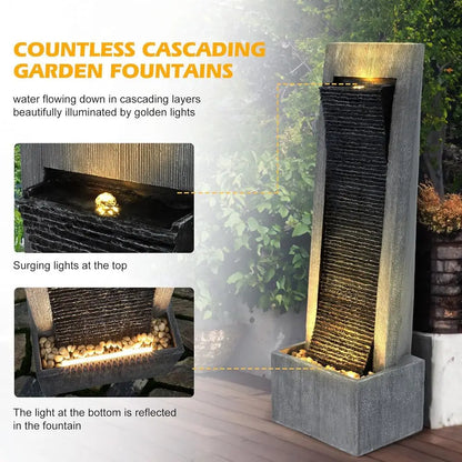 Tall Cascading Rock Outdoor Water Fountain