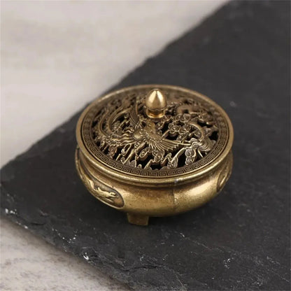 1 copper incense burner, antique alloy, Buddhist incense burner, family tea room incense burner, home decoration