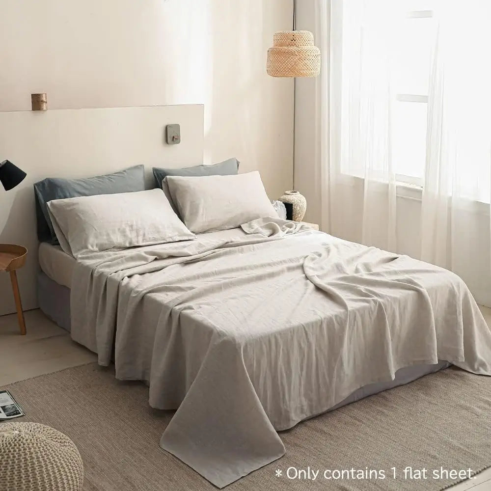 Simple&Opulence 1pc 100% Linen  Flat Sheet