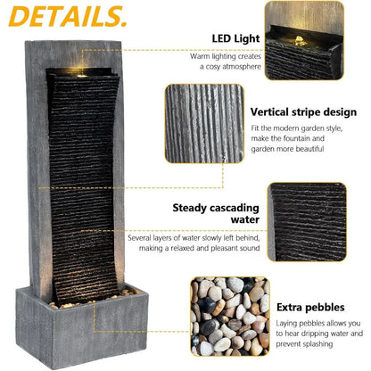 Tall Cascading Rock Outdoor Water Fountain