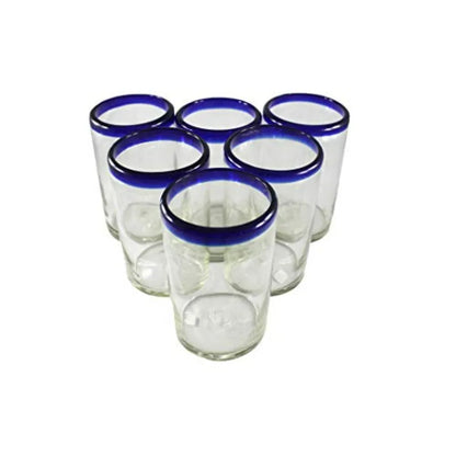 Cobalt Blue Rimmed Drinking Glasses