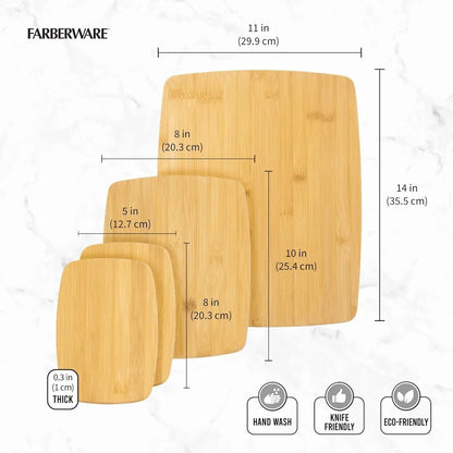 4-Piece Bamboo Cutting Board Set