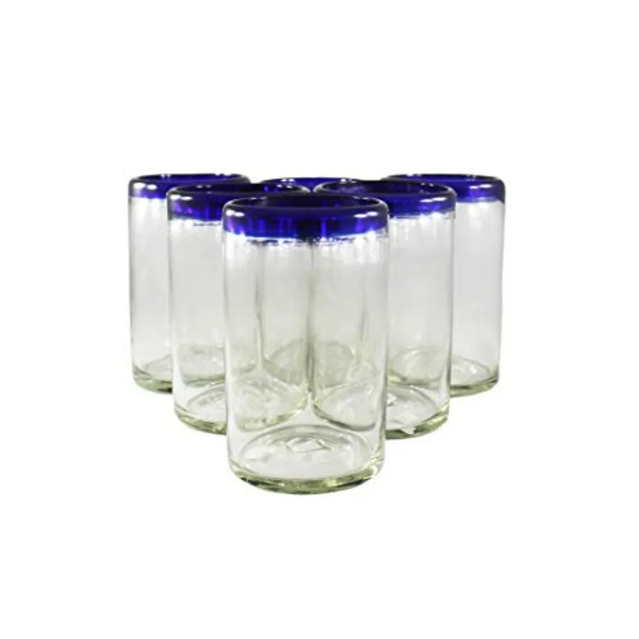 Cobalt Blue Rimmed Drinking Glasses
