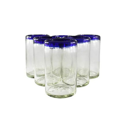 Cobalt Blue Rimmed Drinking Glasses