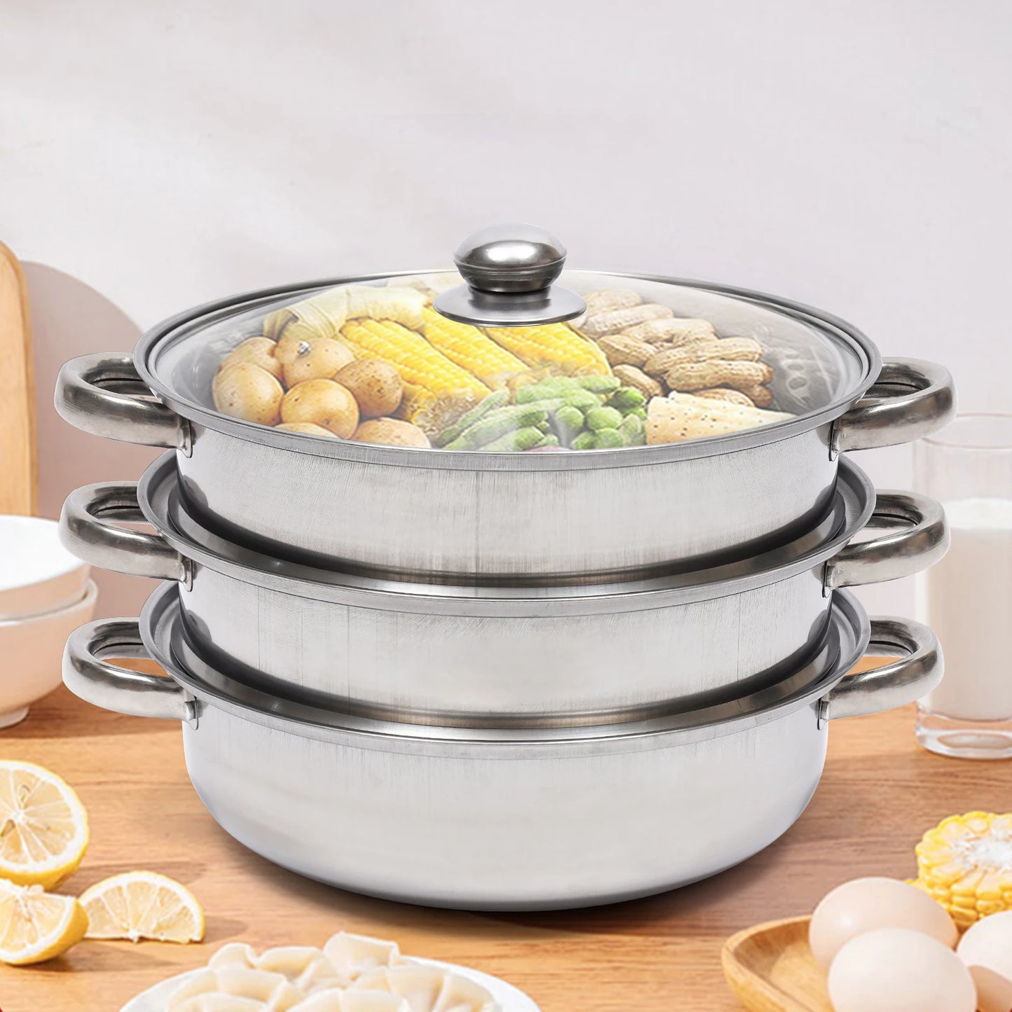 Stainless Steel Three-Layer Steamer Pot