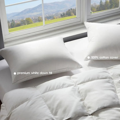 Ultra Soft Down Pillow Queen Size, All Down Filled Bed Pillow for Sleeping, 100% Cotton Shell 500 Thread Count, Soft Hotel