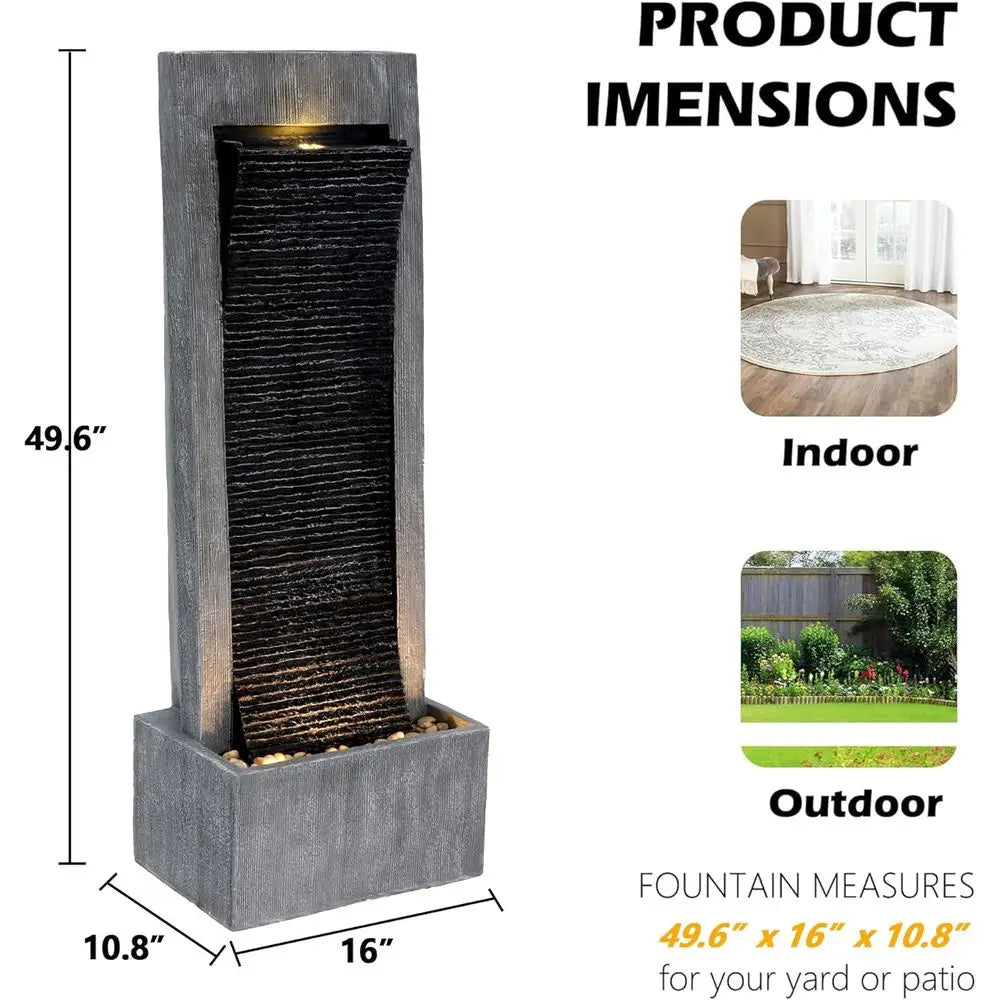 Tall Cascading Rock Outdoor Water Fountain